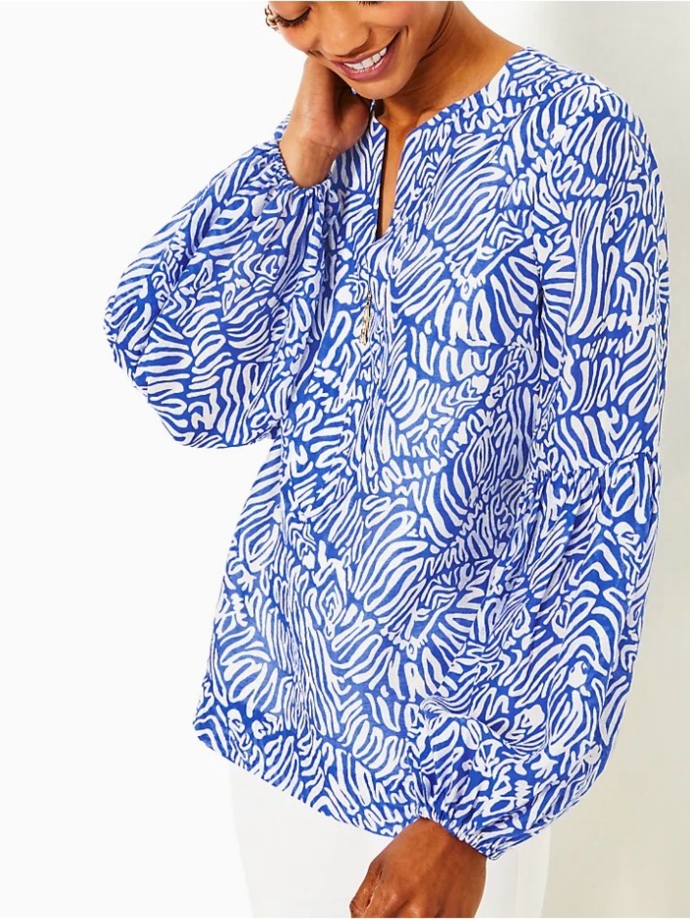 New! Lilly Pulitzer Women's Laurelie Top, Martinique Blue Zee Bebe 4 - Picture 5 of 8